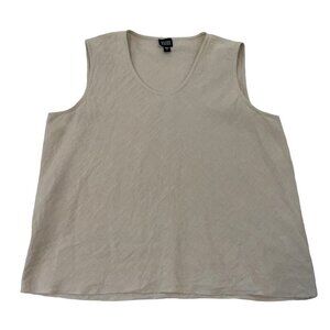 Eileen Fisher 100% Linen Tank Top Natural Tan Breathable Lagenlook size Large